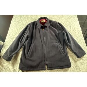 VTG WOMEN'S LL BEAN DARK NAVY BLUE WOOL ZIP-UP JACKET! COTTON LINING! USA! LARGE